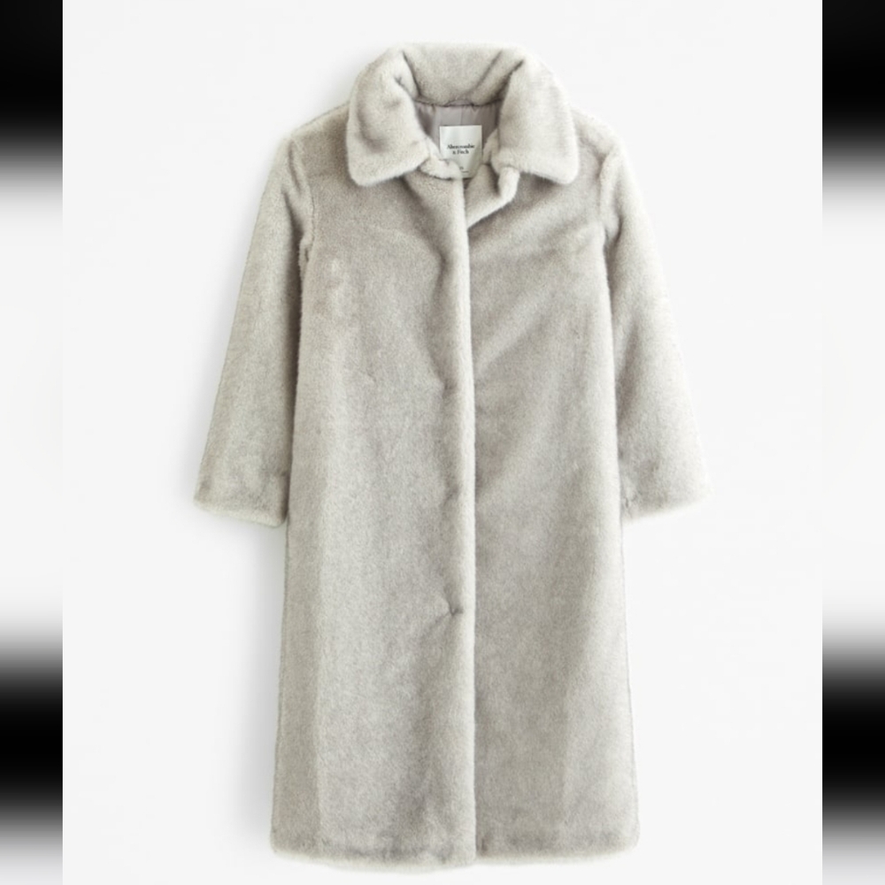 Abercrombie & Fitch Soft Faux Fur Long Coat